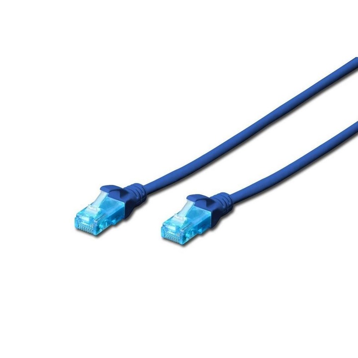 U/UTP Rj45 Digitus kábel, Cat.5e, 0,25 m, Awg 26/7, PVC, kék