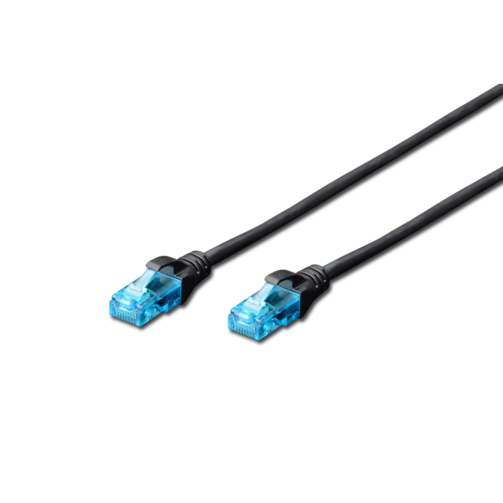 Кабел U/UTP Rj45 Digitus, Cat.5e, 3m, Awg 26/7, PVC, черен