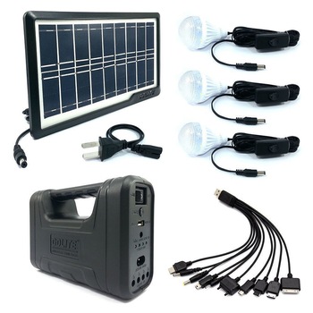 Kit cu panou solar cu 3 becuri, USB, radio, MP3, lampa cu LED-uri - GD-8050 Kit cu panou solar cu 3 becuri, USB, radio, MP3, lampa cu LED-uri - GD-8050
