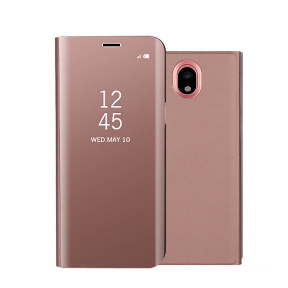 Husa Samsung Galaxy J7 2017 - Flip Mirror tip Carte, Capac translucid, Rose