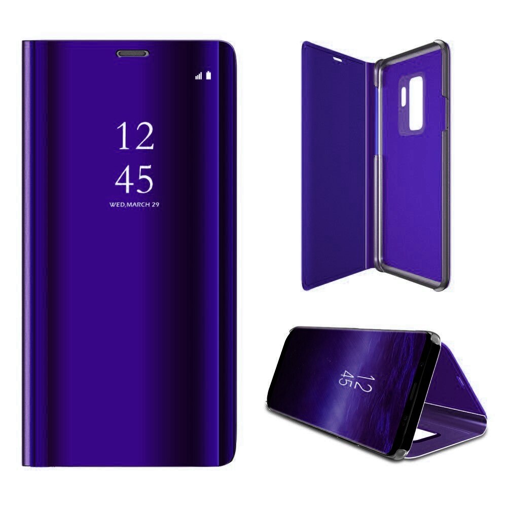 Husa Samsung Galaxy S9 - Flip Mirror tip Carte, Capac translucid, Albastra