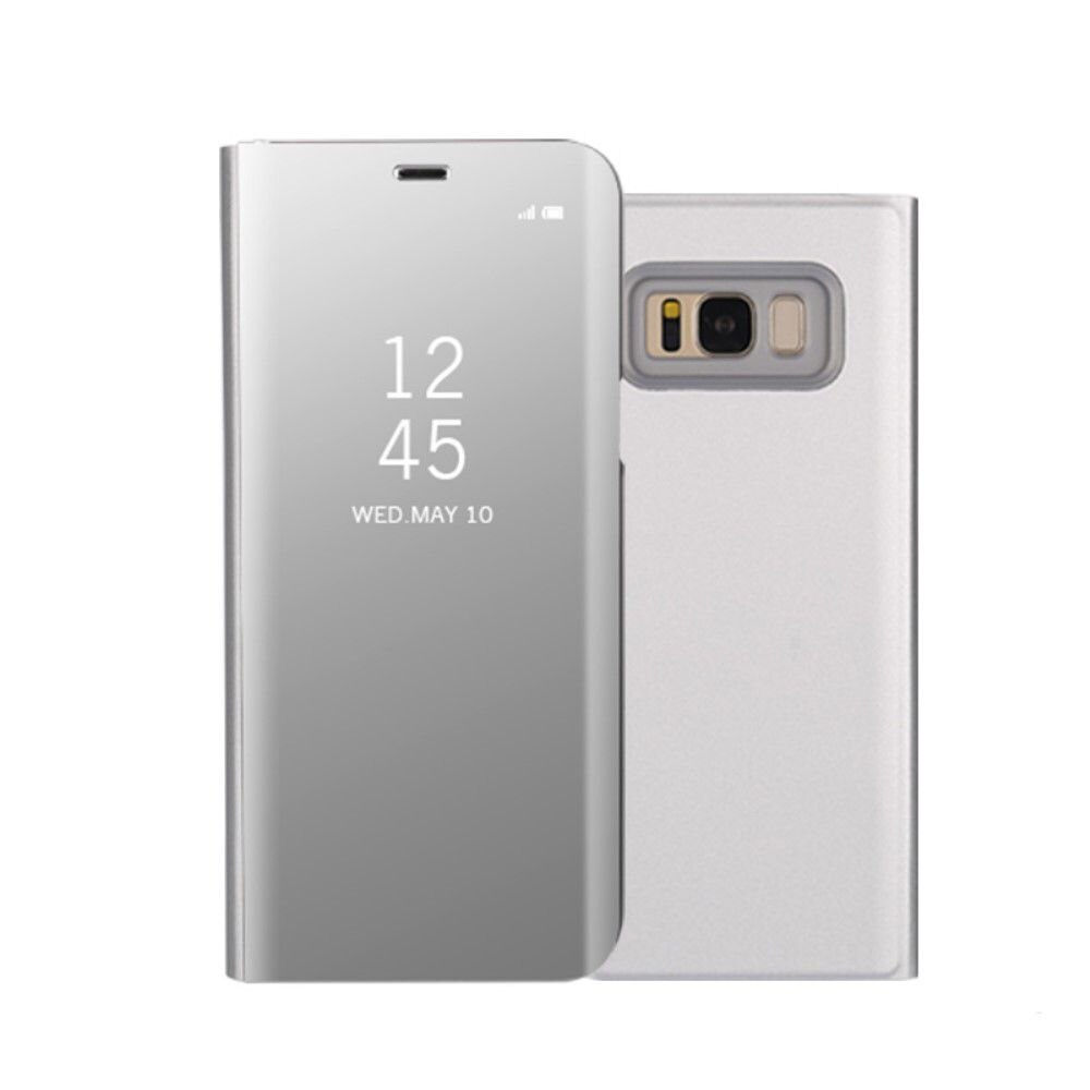 Husa Samsung Galaxy S8 - Flip Mirror tip Carte, Capac translucid, Argintie