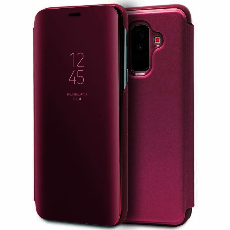 Husa Samsung Galaxy A6 Plus (2018) - Flip Mirror tip Carte, Capac translucid, Purpurie