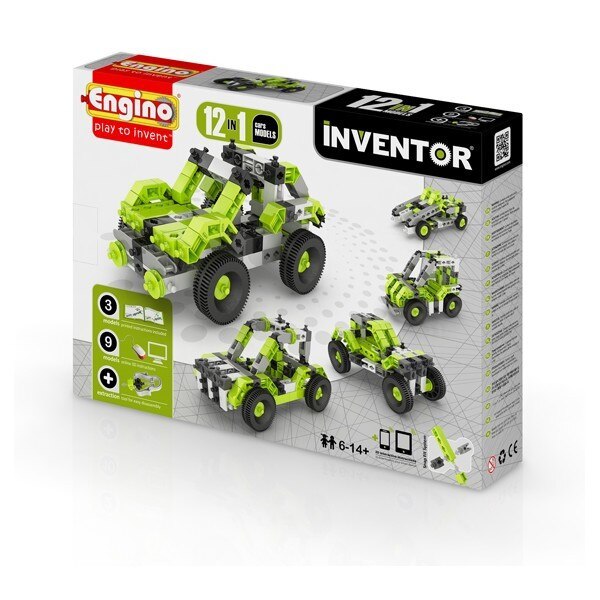 Set de constructie 12 in 1 Engino Cars, Inventor, 17 piese, 6 ani+