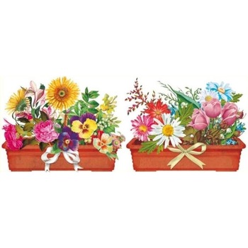 Sticker pentru geam, flori in ghiveci, 22.5 x 55 cm Sticker pentru geam, flori in ghiveci, 22.5 x 55 cm
