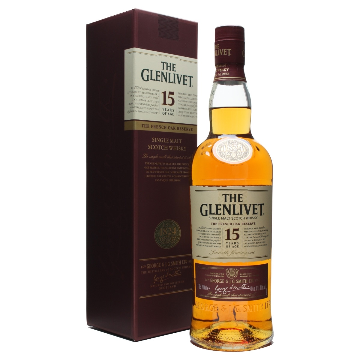 Whiskey Single Malt Glenlivet, The French Oak Reserve, 15 YO, 0.7l, 40%