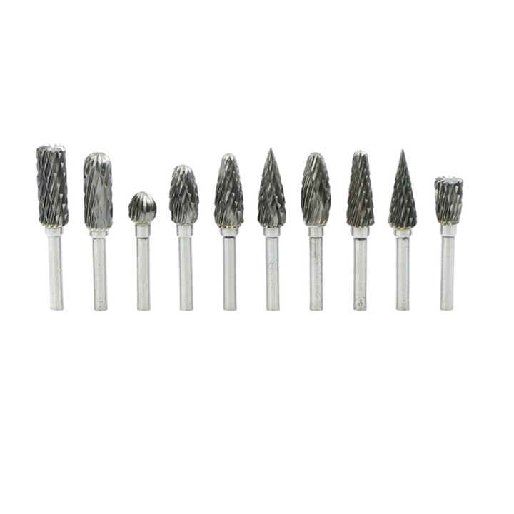Set 10 Freze pentru Polizat si Frezat , Tungsten Carbid, 3x6 mm