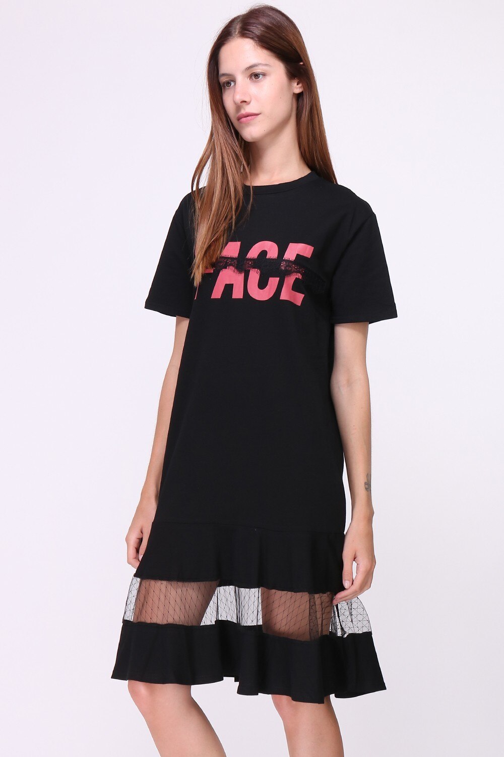 Rochie neagra din bumbac, Negru