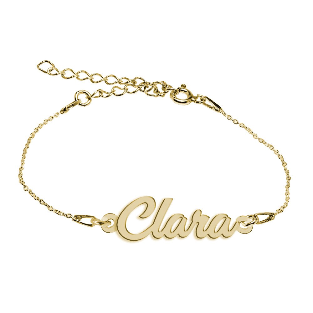 Bratara Argint Placata cu Aur 18 karate, Nume Clara , BijouxMAG, 15 + 4 cm