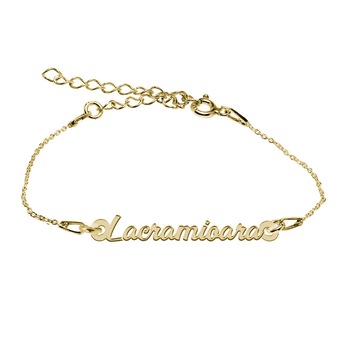 Bratara Argint Placata cu Aur 18 karate, Nume Lacramioara , BijouxMAG, 15 + 4 cm Bratara Argint Placata cu Aur 18 karate, Nume Lacramioara , BijouxMAG, 15 + 4 cm