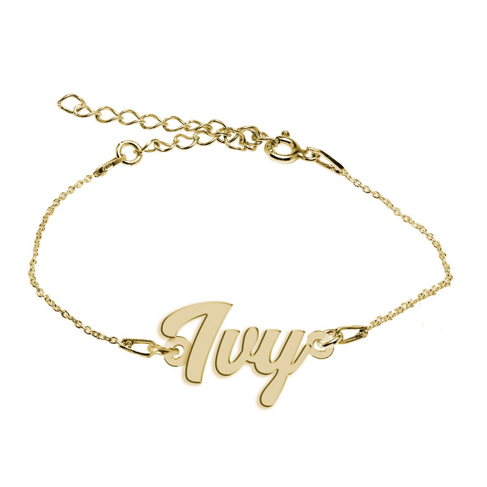 Bratara Argint Placata cu Aur 18 karate, Nume Ivy , BijouxMAG, 15 + 4 cm