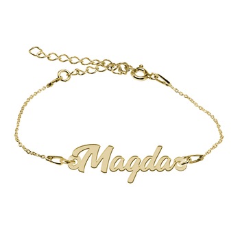Bratara Argint Placata cu Aur 18 karate, Nume Magda , BijouxMAG, 15 + 4 cm Bratara Argint Placata cu Aur 18 karate, Nume Magda , BijouxMAG, 15 + 4 cm