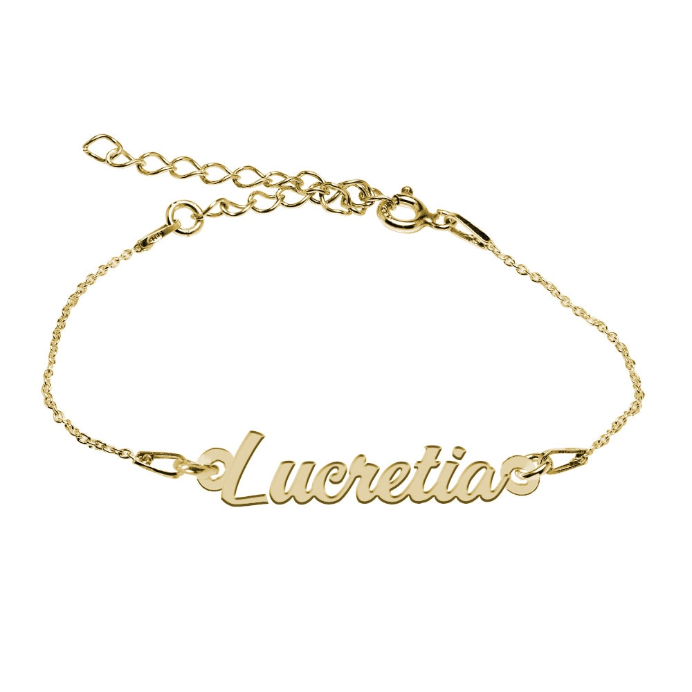 Bratara Argint Placata cu Aur 18 karate, Nume Lucretia , BijouxMAG, 15 + 4 cm