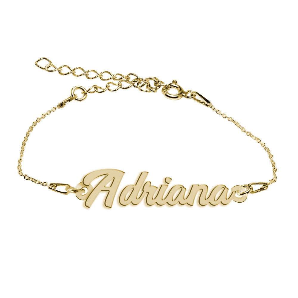 Bratara Argint Placata cu Aur 18 karate, Nume Adriana , BijouxMAG, 15 + 4 cm