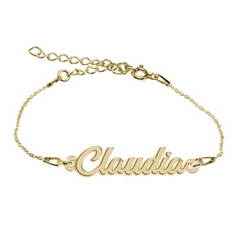 Bratara Argint Placata cu Aur 18 karate, Nume Claudia , BijouxMAG, 15 + 4 cm Bratara Argint Placata cu Aur 18 karate, Nume Claudia , BijouxMAG, 15 + 4 cm