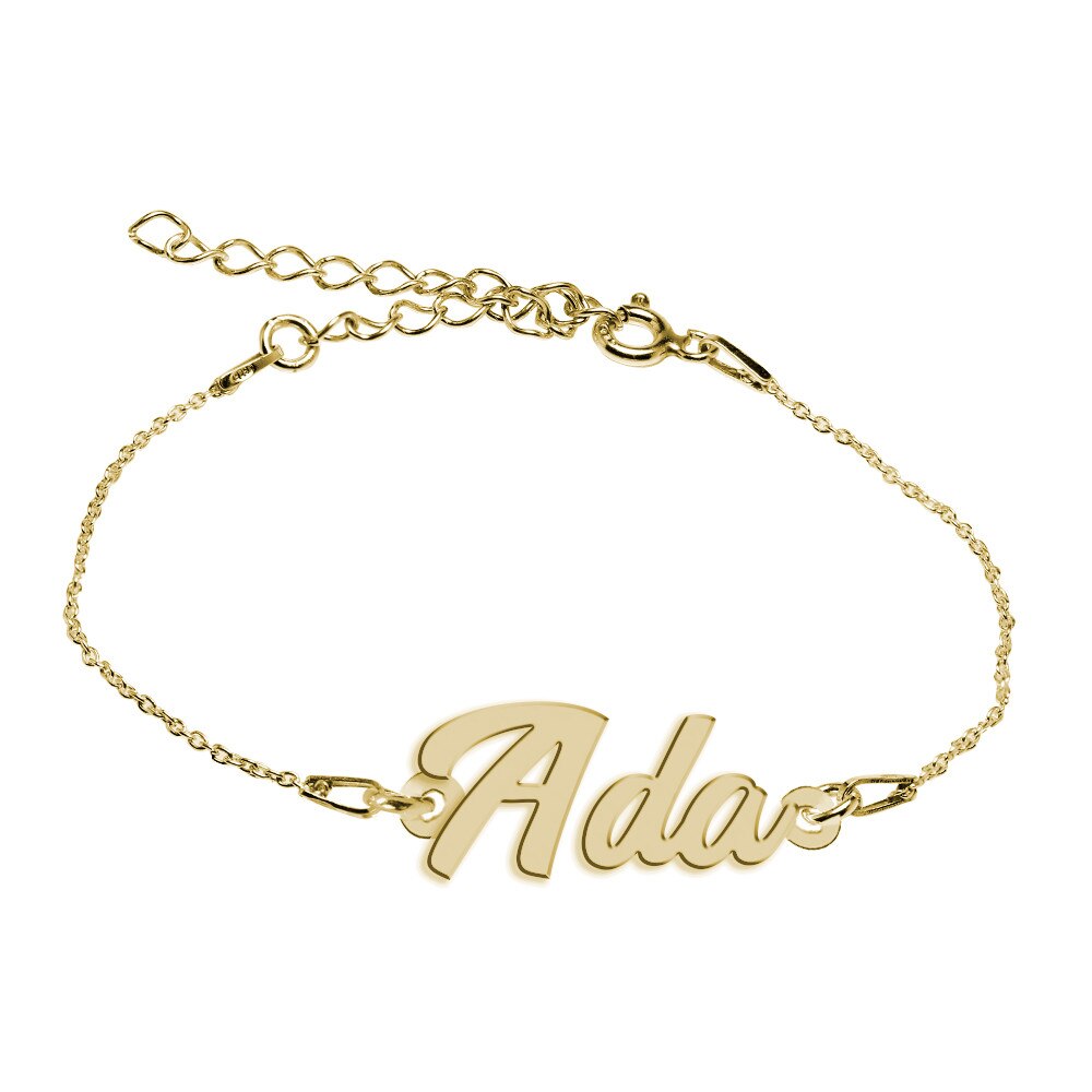 Bratara Argint Placata cu Aur 18 karate, Nume Ada , BijouxMAG, 15 + 4 cm