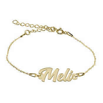 Bratara Argint Placata cu Aur 18 karate, Nume Meli , BijouxMAG, 15 + 4 cm Bratara Argint Placata cu Aur 18 karate, Nume Meli , BijouxMAG, 15 + 4 cm