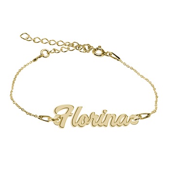 Bratara Argint Placata cu Aur 18 karate, Nume Florina , BijouxMAG, 15 + 4 cm Bratara Argint Placata cu Aur 18 karate, Nume Florina , BijouxMAG, 15 + 4 cm