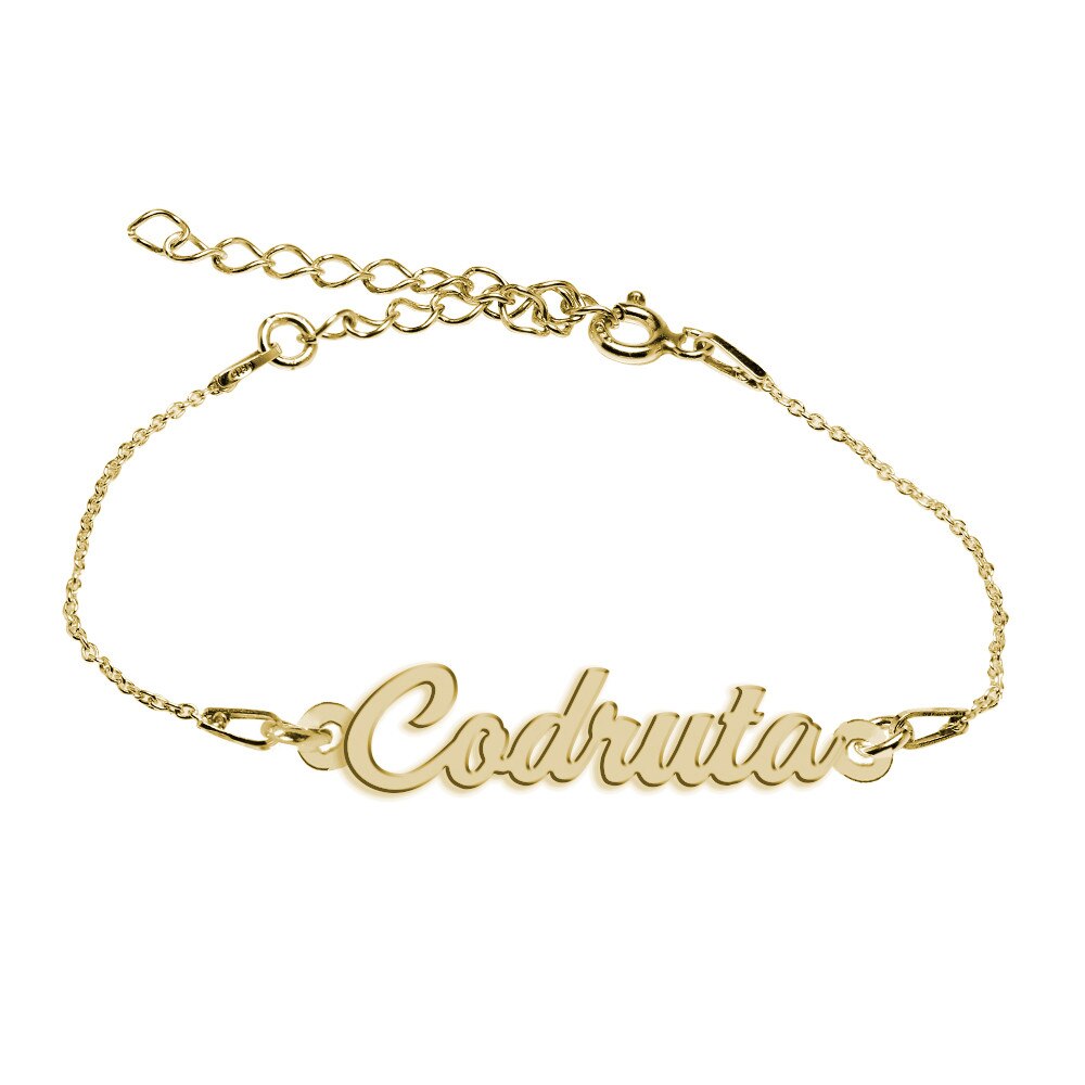 Bratara Argint Placata cu Aur 18 karate, Nume Codruta , BijouxMAG, 15 + 4 cm