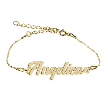 Bratara Argint Placata cu Aur 18 karate, Nume Angelica , BijouxMAG, 15 + 4 cm Bratara Argint Placata cu Aur 18 karate, Nume Angelica , BijouxMAG, 15 + 4 cm