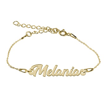 Bratara Argint Placata cu Aur 18 karate, Nume Melania , BijouxMAG, 15 + 4 cm Bratara Argint Placata cu Aur 18 karate, Nume Melania , BijouxMAG, 15 + 4 cm