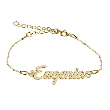 Bratara Argint Placata cu Aur 18 karate, Nume Eugenia , BijouxMAG, 15 + 4 cm Bratara Argint Placata cu Aur 18 karate, Nume Eugenia , BijouxMAG, 15 + 4 cm