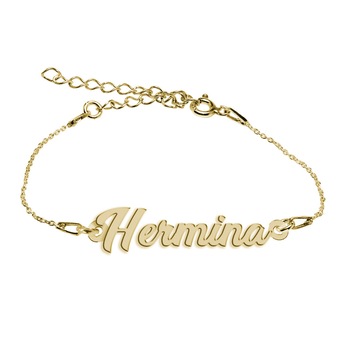 Bratara Argint Placata cu Aur 18 karate, Nume Hermina , BijouxMAG, 15 + 4 cm Bratara Argint Placata cu Aur 18 karate, Nume Hermina , BijouxMAG, 15 + 4 cm