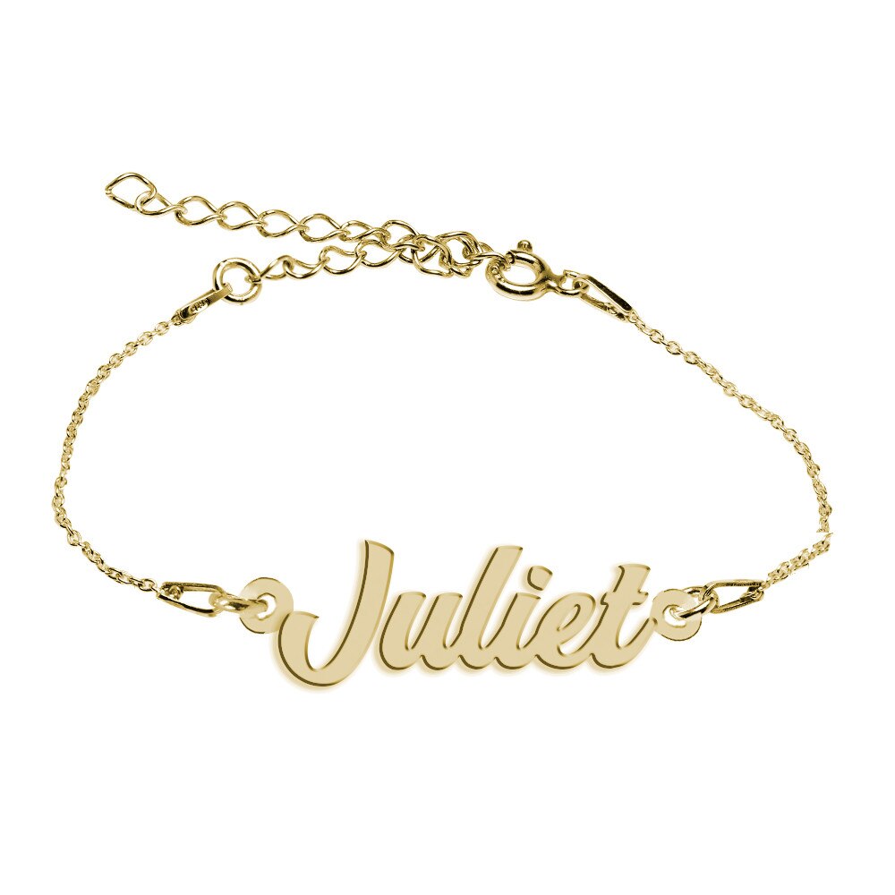 Bratara Argint Placata cu Aur 18 karate, Nume Juliet , BijouxMAG, 15 + 4 cm