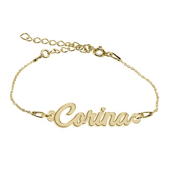Bratara Argint Placata cu Aur 18 karate, Nume Corina , BijouxMAG, 15 + 4 cm Bratara Argint Placata cu Aur 18 karate, Nume Corina , BijouxMAG, 15 + 4 cm