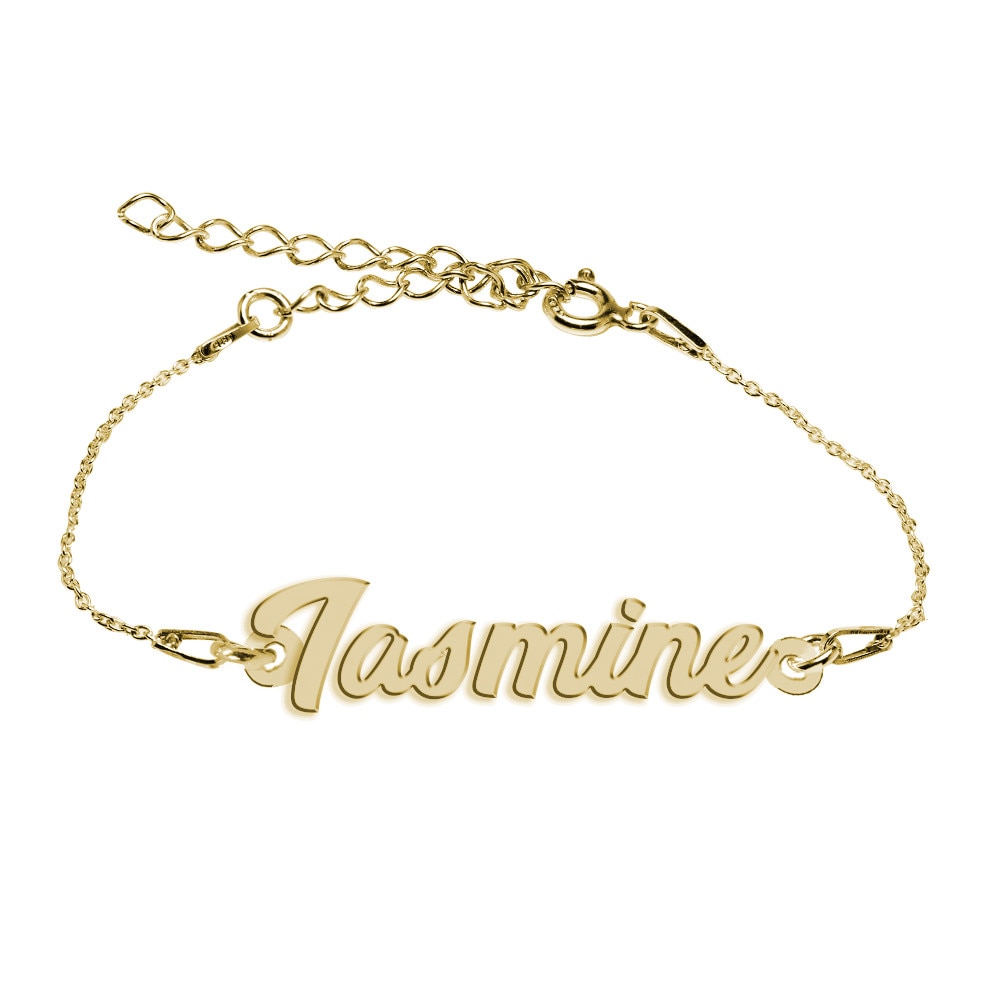 Bratara Argint Placata cu Aur 18 karate, Nume Iasmine , BijouxMAG, 15 + 4 cm