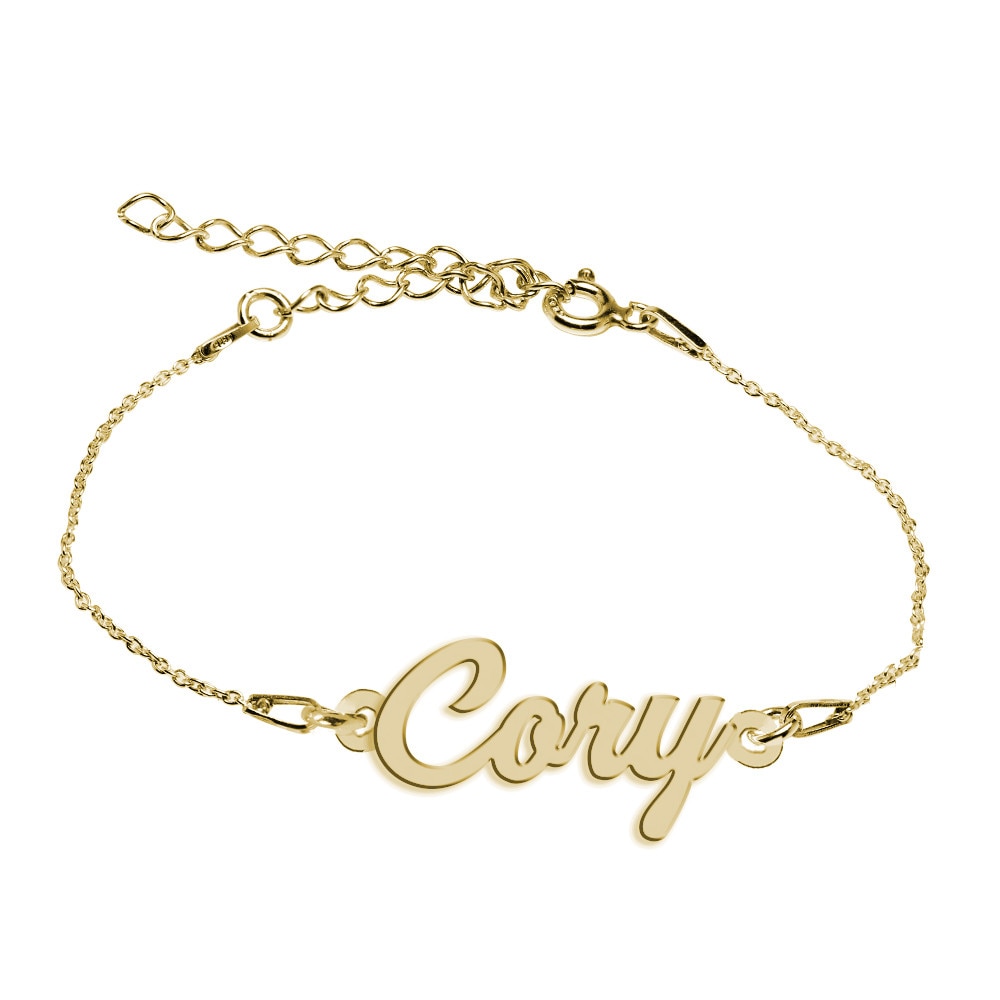 Bratara Argint Placata cu Aur 18 karate, Nume Cory , BijouxMAG, 15 + 4 cm