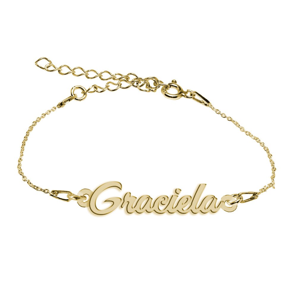 Bratara Argint Placata cu Aur 18 karate, Nume Graciela , BijouxMAG, 15 + 4 cm