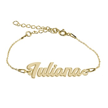 Bratara Argint Placata cu Aur 18 karate, Nume Iuliana , BijouxMAG, 15 + 4 cm Bratara Argint Placata cu Aur 18 karate, Nume Iuliana , BijouxMAG, 15 + 4 cm