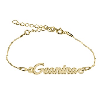 Bratara Argint Placata cu Aur 18 karate, Nume Geanina , BijouxMAG, 15 + 4 cm Bratara Argint Placata cu Aur 18 karate, Nume Geanina , BijouxMAG, 15 + 4 cm