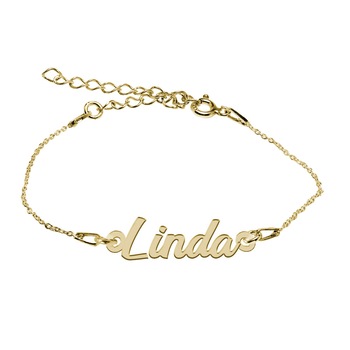 Bratara Argint Placata cu Aur 18 karate, Nume Linda , BijouxMAG, 15 + 4 cm Bratara Argint Placata cu Aur 18 karate, Nume Linda , BijouxMAG, 15 + 4 cm