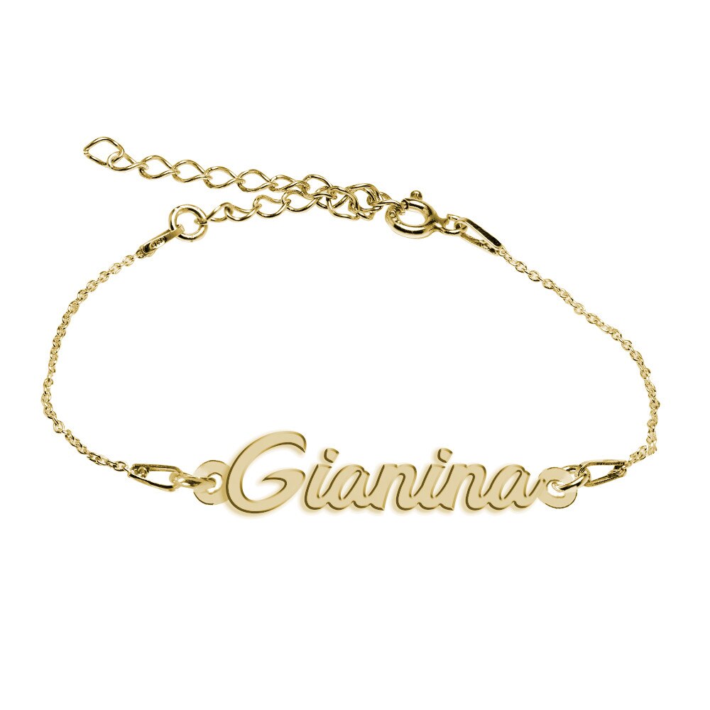 Bratara Argint Placata cu Aur 18 karate, Nume Gianina , BijouxMAG, 15 + 4 cm