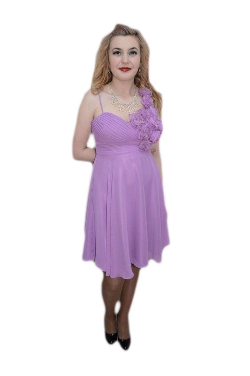 Rochie cu trandafiri, esarfa fashion inclusa,D&J Exclusive, Mov