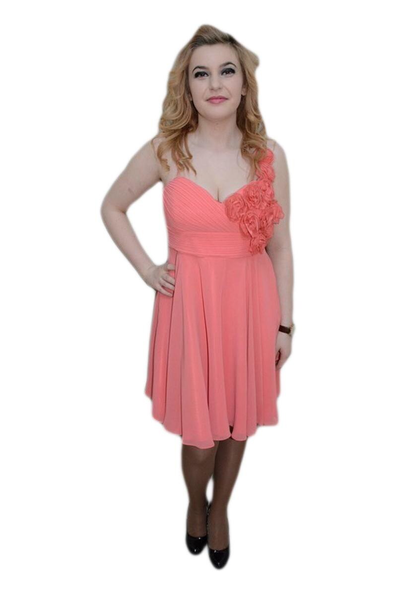 Rochie cu trandafiri, esarfa fashion inclusa,D&J Exclusive, Corai