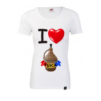 Tricou personalizat Fruit of the Loom dama I love tuica alb M Tricou personalizat Fruit of the Loom dama I love tuica alb M