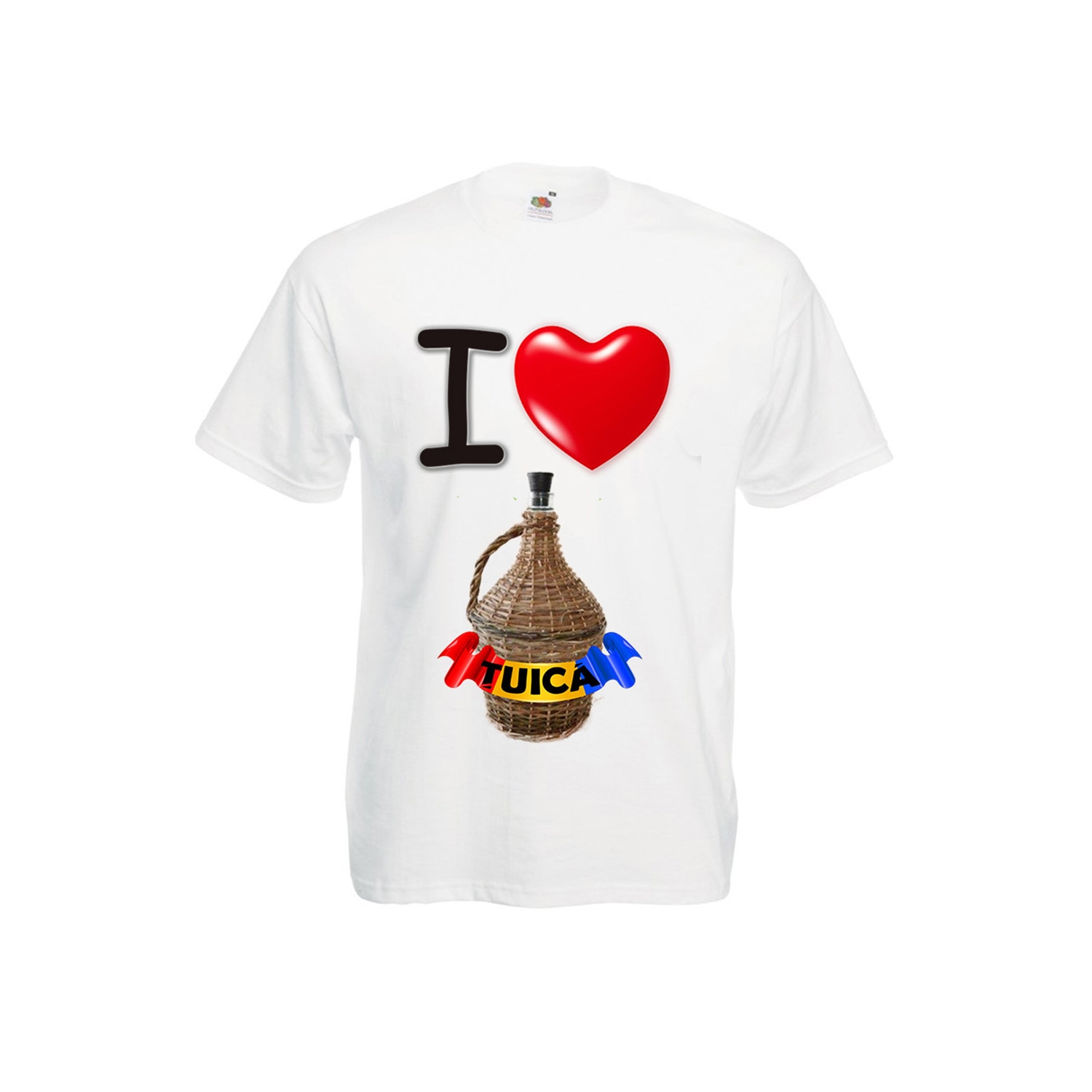Tricou personalizat Fruit of the Loom I love tuica alb L
