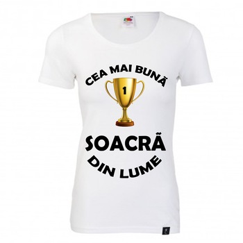 Tricou personalizat Fruit of the Loom Cea mai buna soacra alb XL Tricou personalizat Fruit of the Loom Cea mai buna soacra alb XL