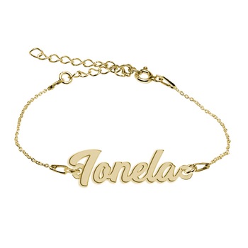 Bratara Argint Placata cu Aur 18 karate, Nume Ionela , BijouxMAG, 15 + 4 cm Bratara Argint Placata cu Aur 18 karate, Nume Ionela , BijouxMAG, 15 + 4 cm