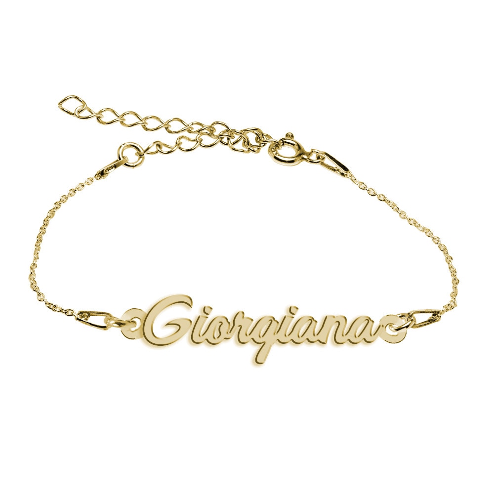 Bratara Argint Placata cu Aur 18 karate, Nume Giorgiana , BijouxMAG, 15 + 4 cm