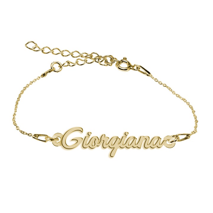 Bratara Argint Placata cu Aur 18 karate, Nume Giorgiana , BijouxMAG, 15 + 4 cm