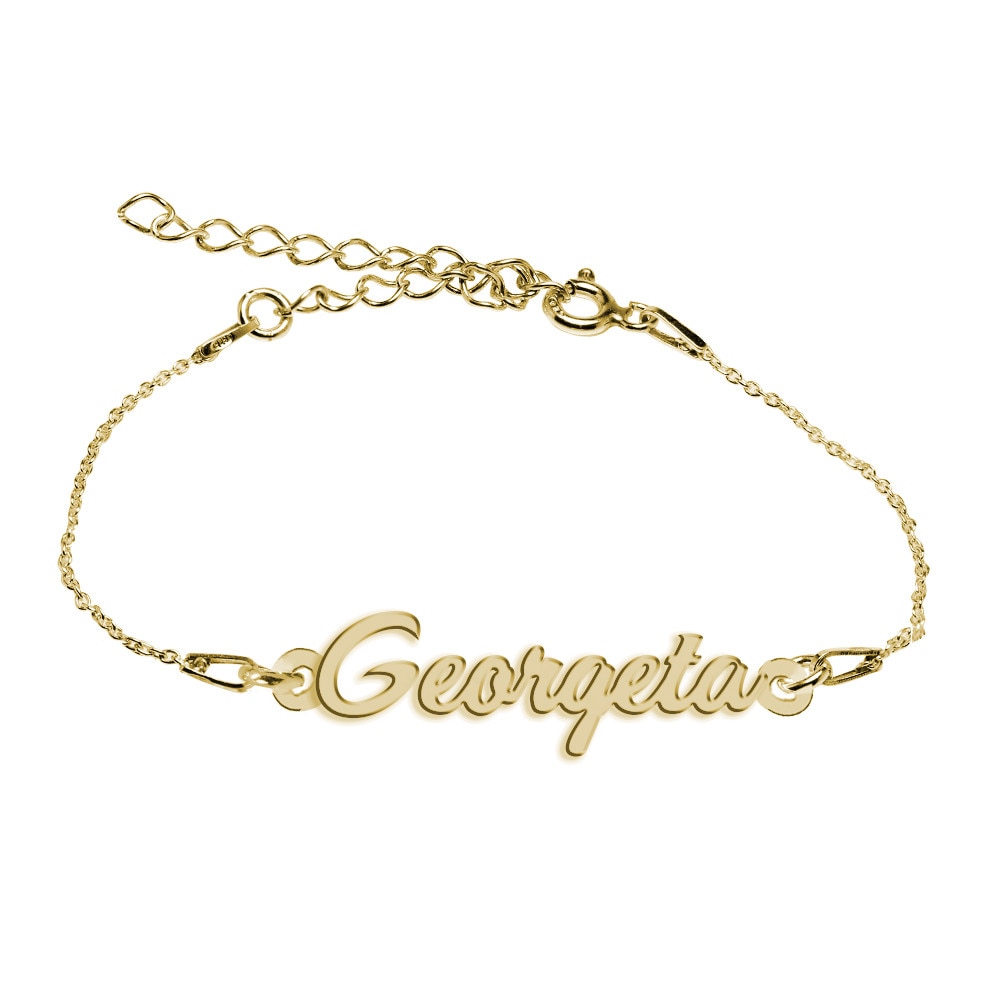 Bratara Argint Placata cu Aur 18 karate, Nume Georgeta , BijouxMAG, 15 + 4 cm