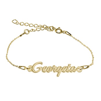 Bratara Argint Placata cu Aur 18 karate, Nume Georgeta , BijouxMAG, 15 + 4 cm Bratara Argint Placata cu Aur 18 karate, Nume Georgeta , BijouxMAG, 15 + 4 cm