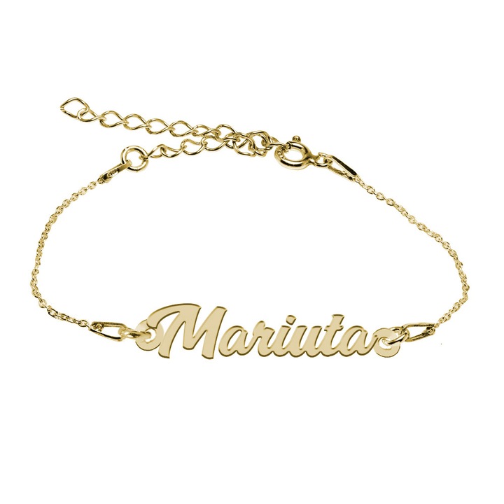 Bratara Argint Placata cu Aur 18 karate, Nume Mariuta , BijouxMAG, 15 + 4 cm