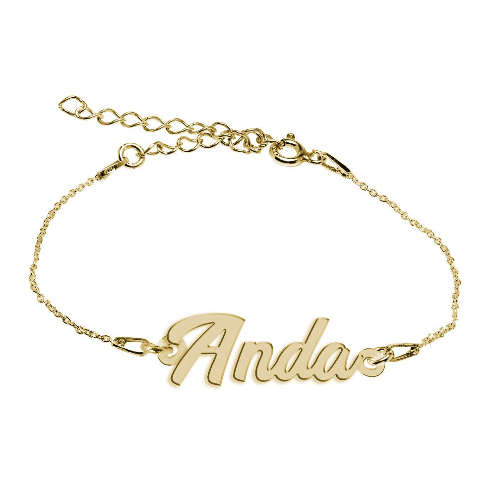 Bratara Argint Placata cu Aur 18 karate, Nume Anda , BijouxMAG, 15 + 4 cm