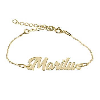 Bratara Argint Placata cu Aur 18 karate, Nume Marilu , BijouxMAG, 15 + 4 cm Bratara Argint Placata cu Aur 18 karate, Nume Marilu , BijouxMAG, 15 + 4 cm