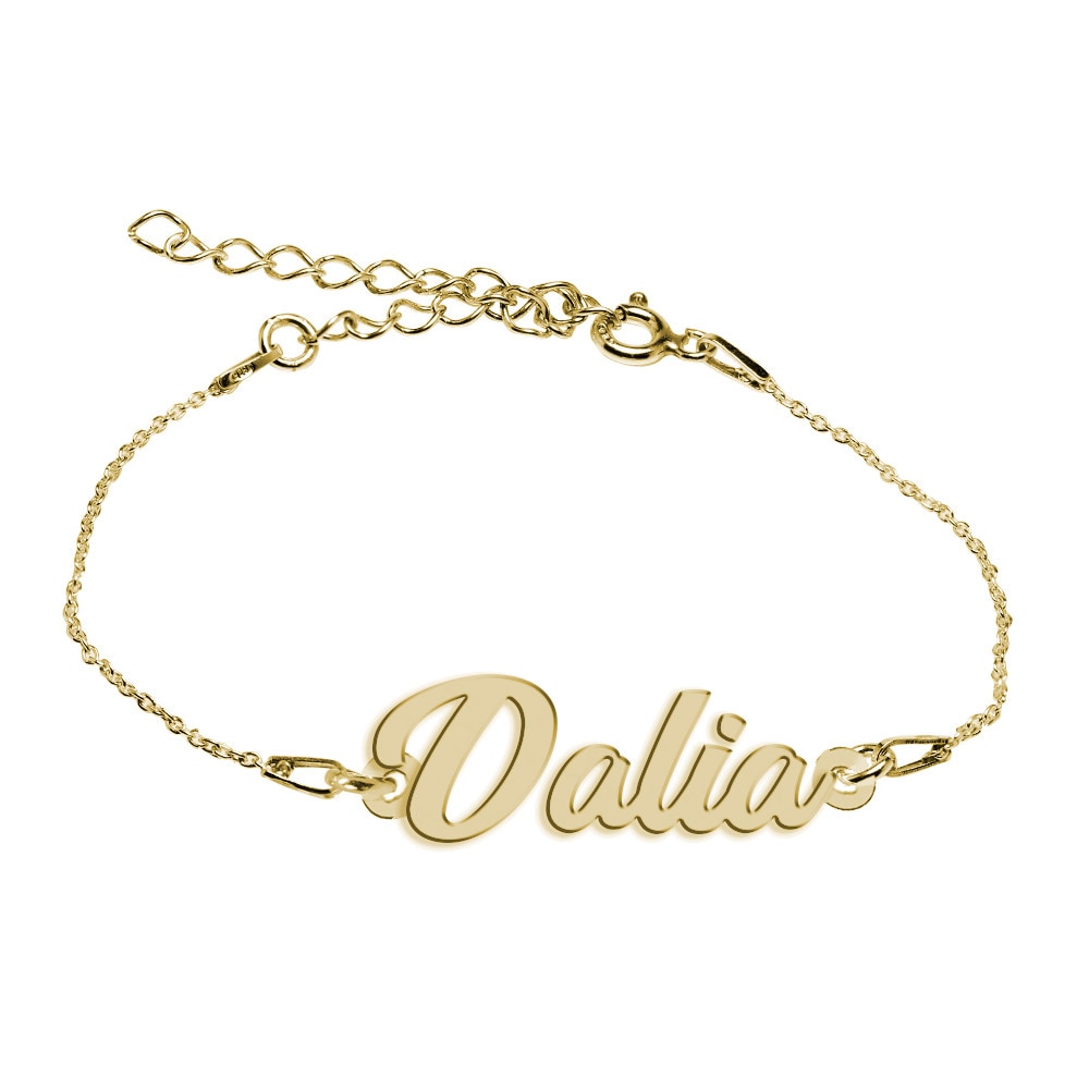 Bratara Argint Placata cu Aur 18 karate, Nume Dalia , BijouxMAG, 15 + 4 cm